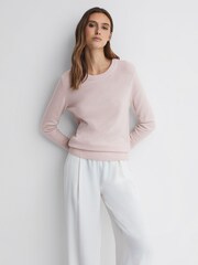 Reiss Light Pink Addison Wool Blend Crew Neck Jumper - Image 1 of 5