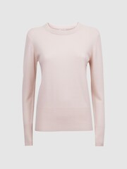 Reiss Light Pink Addison Wool Blend Crew Neck Jumper - Image 2 of 5