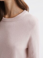 Reiss Light Pink Addison Wool Blend Crew Neck Jumper - Image 4 of 5
