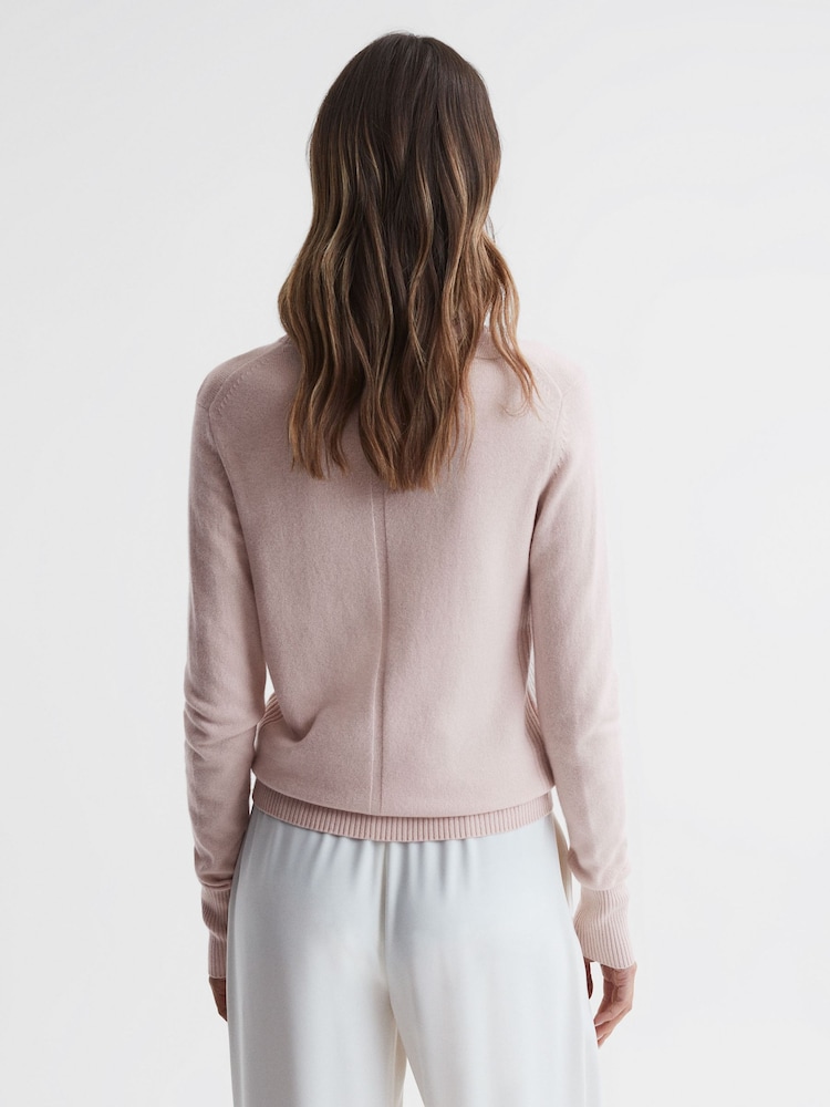 Reiss Light Pink Addison Wool Blend Crew Neck Jumper - Image 5 of 5