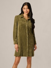 Adrianna Papell Green Corduroy Shift Dress - Image 1 of 6