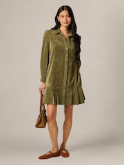 Adrianna Papell Green Corduroy Shift Dress - Image 3 of 6