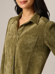 Adrianna Papell Green Corduroy Shift Dress - Image 4 of 6