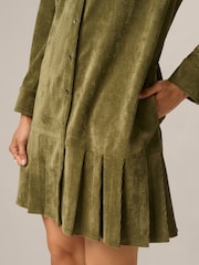 Adrianna Papell Green Corduroy Shift Dress - Image 5 of 6