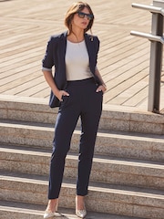 Sosandar Blue Navy Blue Stripe Print Lining Blazer - Image 2 of 5