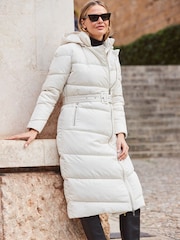 Sosandar Ivory Longline Padded Coat With Removable Hood - Image 6 of 6