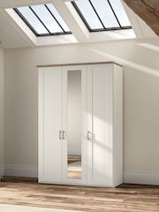 Wiemann White Truro Triple Wood and Mirror Semi Fitted Wardrobe - Image 1 of 4