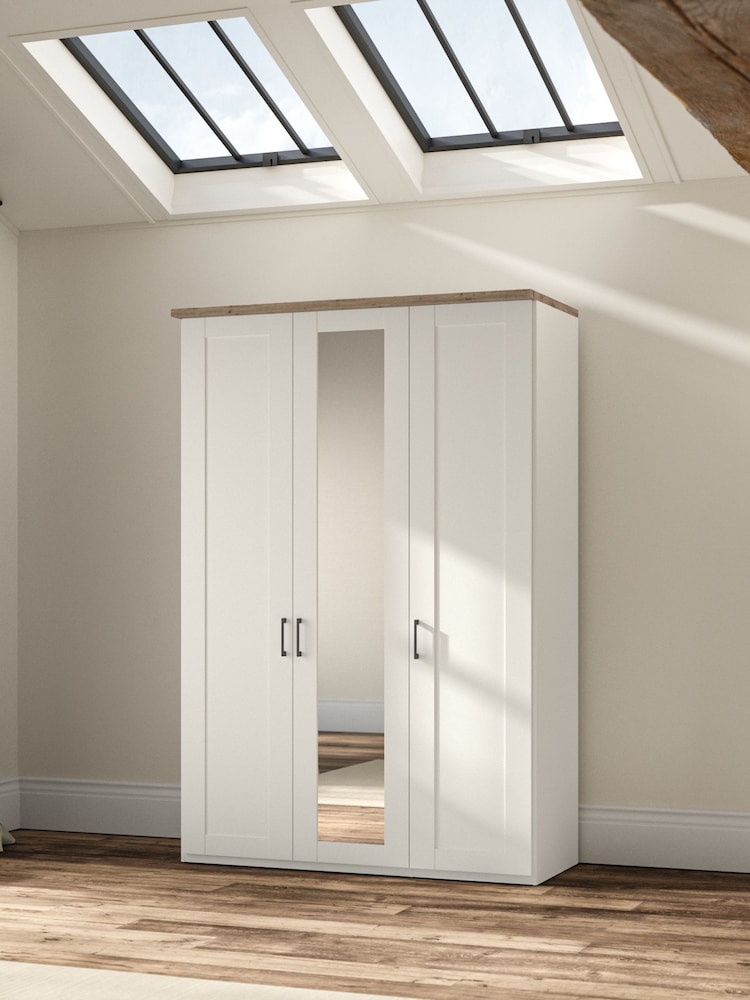 Wiemann White Truro Triple Wood and Mirror Semi Fitted Wardrobe - Image 1 of 4
