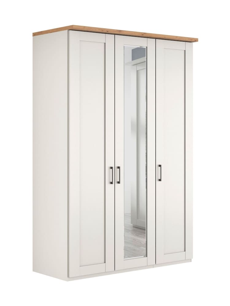 Wiemann White Truro Triple Wood and Mirror Semi Fitted Wardrobe - Image 2 of 4