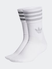 adidas Originals Grey/White Mid Cut Glitter Crew Socks 2 Pack - Image 1 of 1
