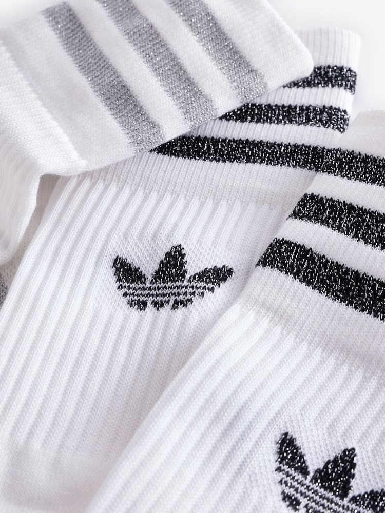 adidas Originals Grey/White Mid Cut Glitter Crew Socks 2 Pack - Image 4 of 4