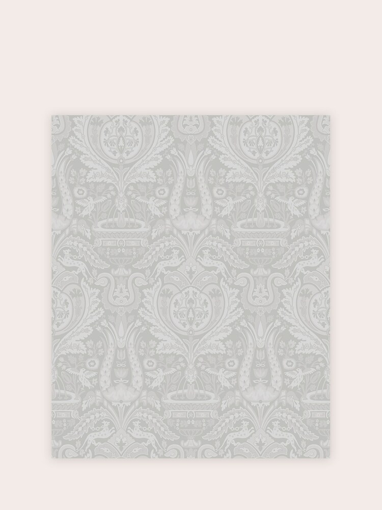 Laura Ashley Slate Heraldic Damask 10M Wallpaper - Image 2 of 4