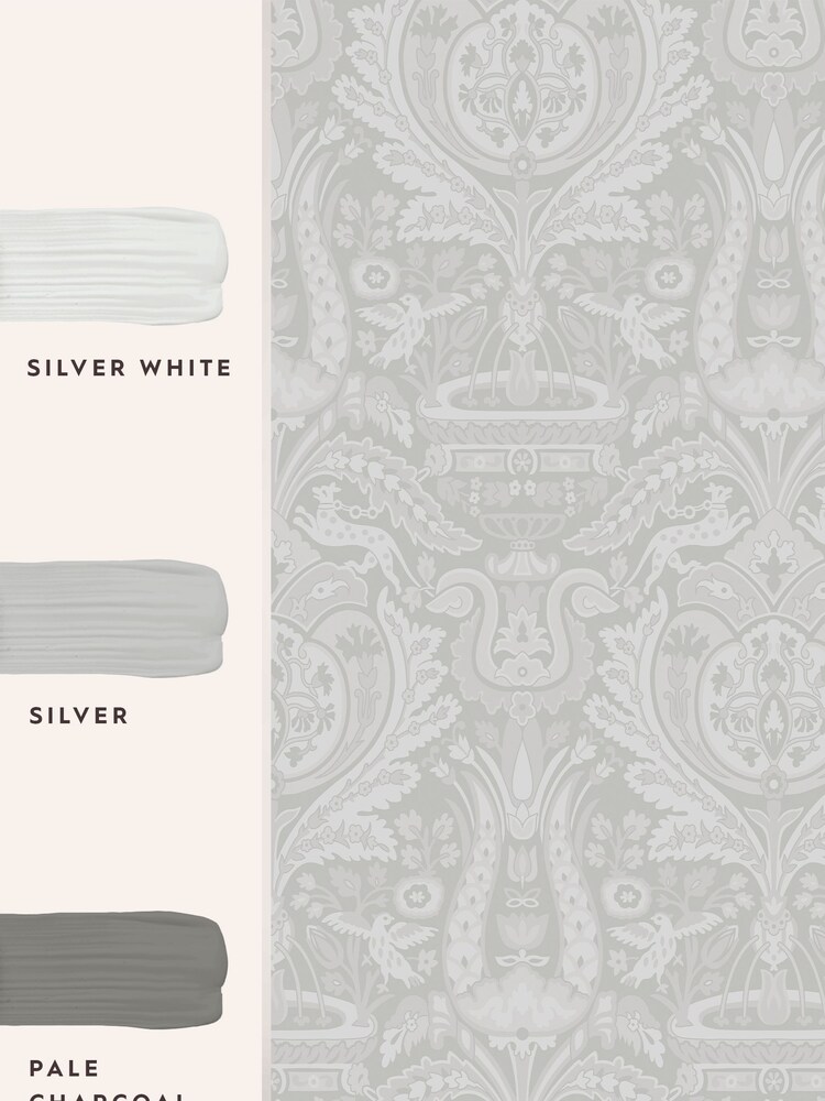 Laura Ashley Slate Heraldic Damask 10M Wallpaper - Image 4 of 4