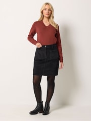 M&Co Black Pocket Detail Cotton Corduroy Skirt - Image 2 of 6
