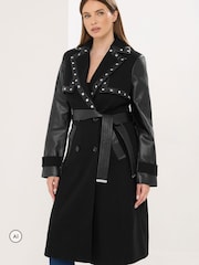 Star by Julien MacDonald Black Faux Leather Trim Coat - Image 1 of 4