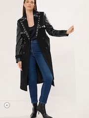 Star by Julien MacDonald Black Faux Leather Trim Coat - Image 2 of 4