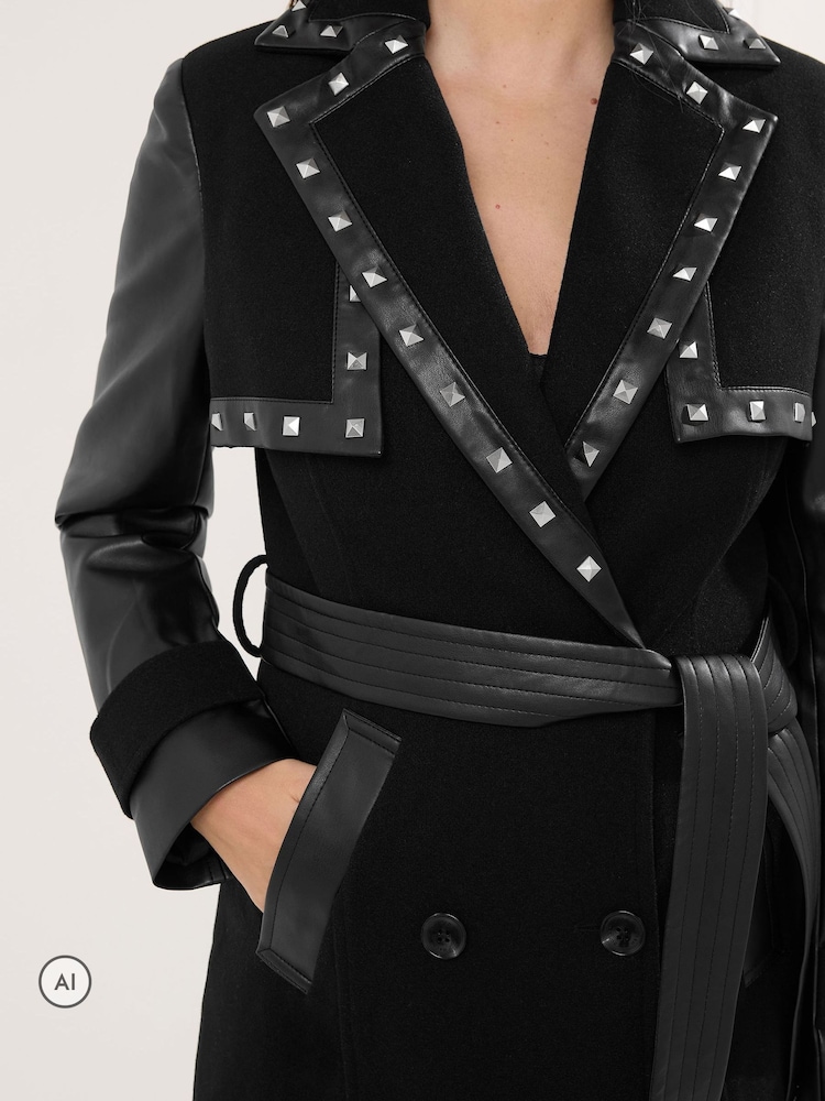 Star by Julien MacDonald Black Faux Leather Trim Coat - Image 4 of 4