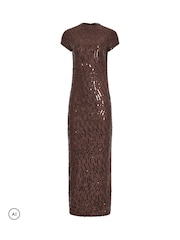 Қоңыр - Long Tall Sally жылтырақ макси көйлегі - 6суретінің 5 суреті