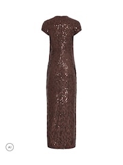 Қоңыр - Long Tall Sally жылтырақ макси көйлегі - 6суретінің 6 суреті