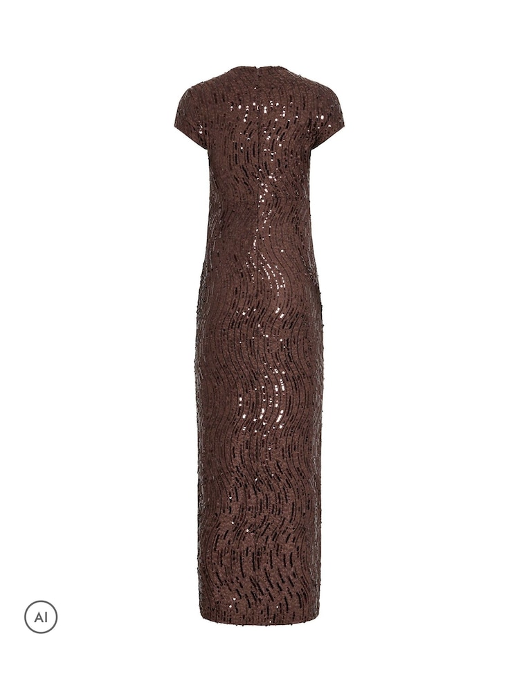 Қоңыр - Long Tall Sally жылтырақ макси көйлегі - 6суретінің 6 суреті