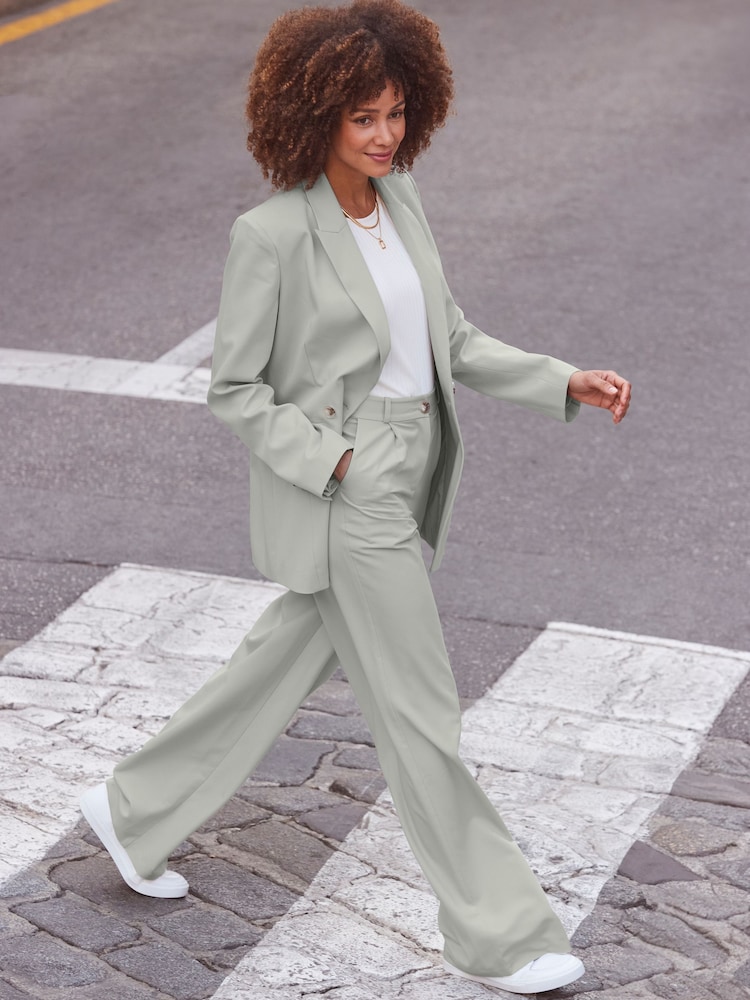 Sosandar Green Sage Green Wide Leg Trousers - Image 1 of 5