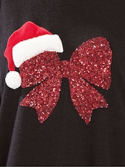 Yours Curve Sequin Bow Novelty Christmas Sweatshirt - Bild 4 von 5