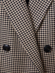 Reiss Black/Camel Ella Petite Wool Blend Double Breasted Dogtooth Blazer - Image 5 of 6