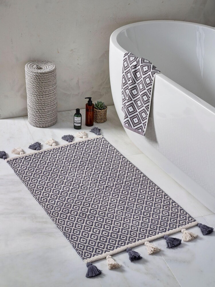 Grey Geo Bath Mat - Image 1 of 3