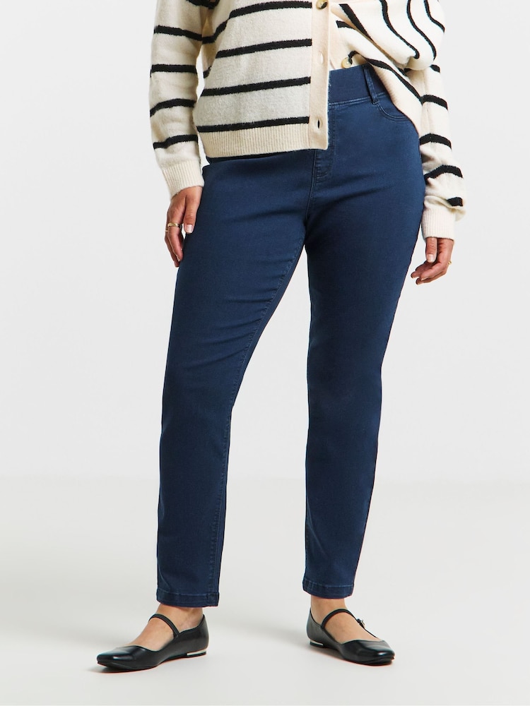 Simply Be Blue Slim Pull On Jeggings - Image 1 of 5 Simply Be Blue Slim Pull On Jeggings - Image 1 of 5