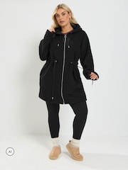 Yours Curve Black Borg Tunic Fleece - Image 1 of 7