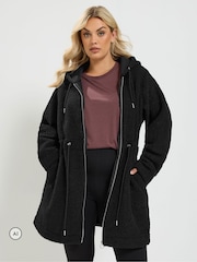 Yours Curve Black Borg Tunic Fleece - Image 3 of 7