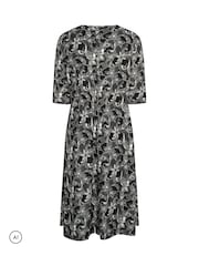 Yours Curve Black Floral Soft Touch Wrap Dress - Image 6 of 6