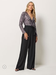 Long Tall Sally אוברול פייטים בגזרה רחבה - תמונה 2 מתוך 6