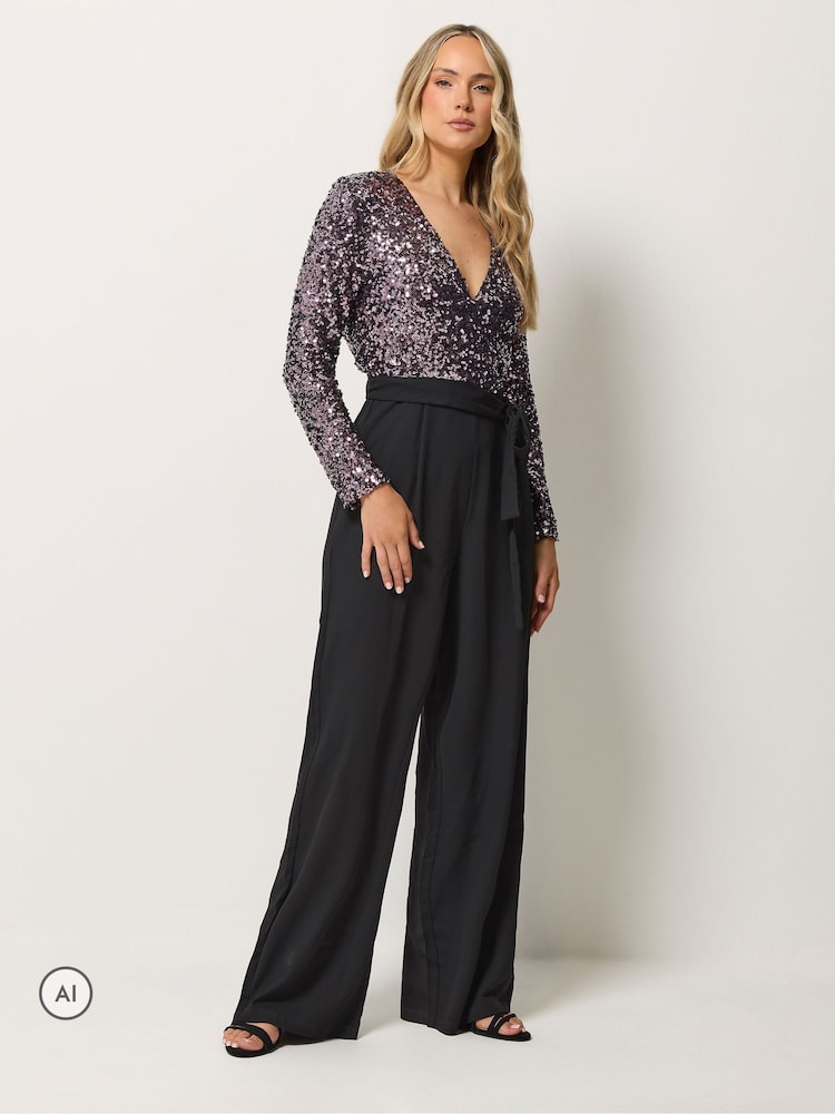 Long Tall Sally אוברול פייטים בגזרה רחבה - תמונה 2 מתוך 6 Long Tall Sally אוברול פייטים בגזרה רחבה - תמונה 2 מתוך 6