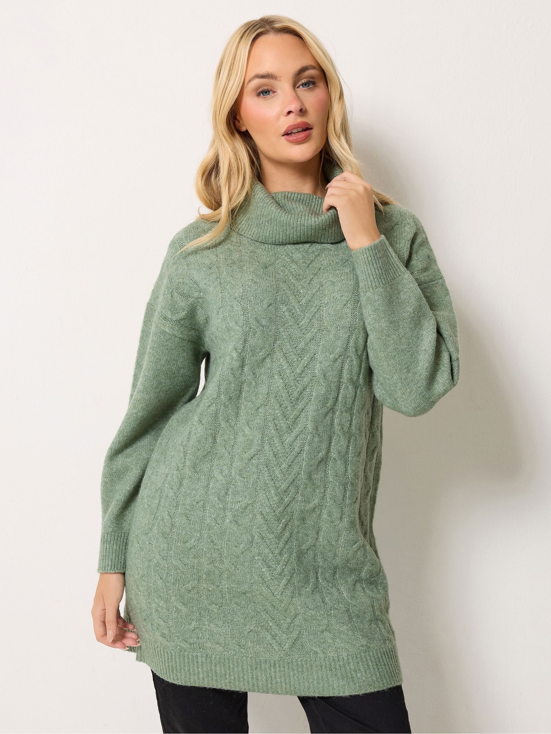M & Co Women's Green Cable Knit Roll Neck Jumper - Image 3