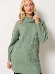 M&Co Green Cable Knit Roll Neck Jumper - Image 1 of 6