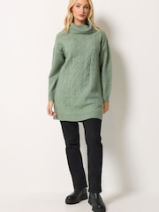 M&Co Green Cable Knit Roll Neck Jumper - Image 2 of 6