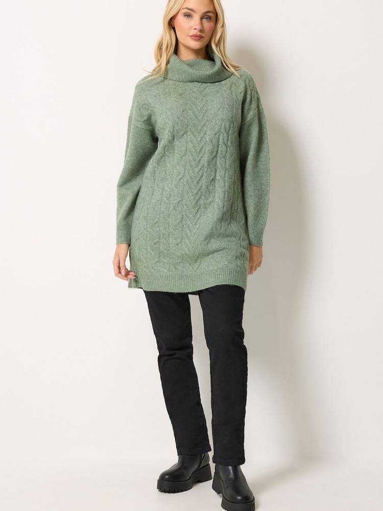 M&Co Green Cable Knit Roll Neck Jumper - Image 2 of 6