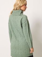 M&Co Green Cable Knit Roll Neck Jumper - Image 3 of 6