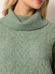 M&Co Green Cable Knit Roll Neck Jumper - Image 4 of 6