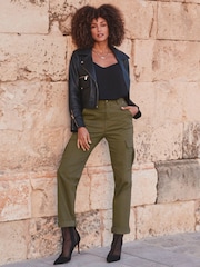 Sosandar Green Slim Leg Cargo Trousers - Image 1 of 6