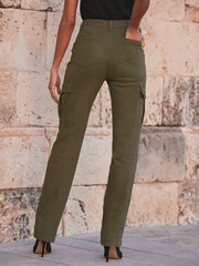 Sosandar Green Slim Leg Cargo Trousers - Image 3 of 6
