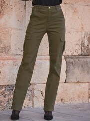 Sosandar Green Slim Leg Cargo Trousers - Image 5 of 6
