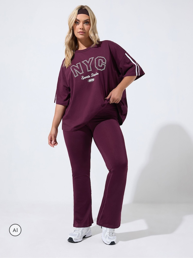 Yours Curve Red Active Flared Leggings - Image 2 of 6 Yours Curve Red Active Flared Leggings - Image 2 of 6