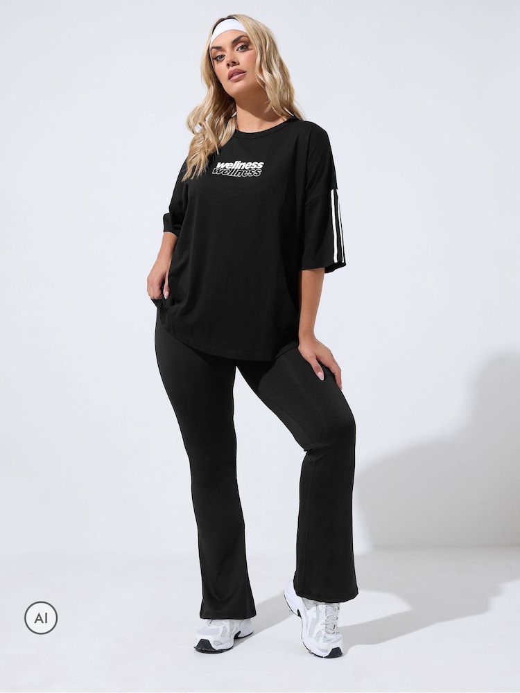 Yours Curve Black Active Flared Leggings - Image 2 of 7 Yours Curve Black Active Flared Leggings - Image 2 of 7