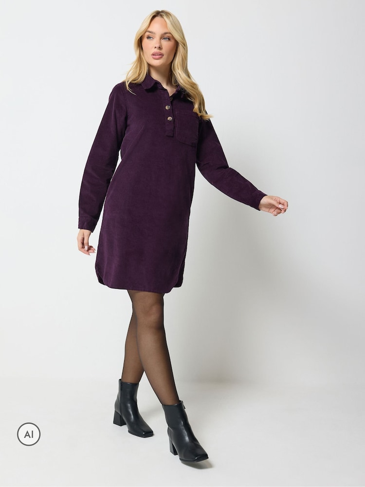 M&Co Purple Cord Pocket Dress - Image 2 of 6 M&Co Purple Cord Pocket Dress - Image 2 of 6