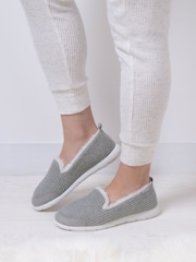 Totes Grey Isotoner Ladies Iso-Flex Waffle Full Back Slippers - Image 1 of 5