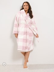 Yours Curve Checked Collared Robe - Bild 1 von 6