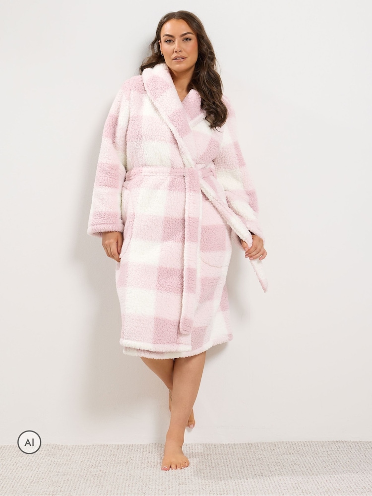 Yours Curve Checked Collared Robe - Bild 1 von 6 Yours Curve Checked Collared Robe - Bild 1 von 6