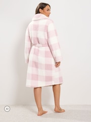 Yours Curve Checked Collared Robe - Bild 3 von 6